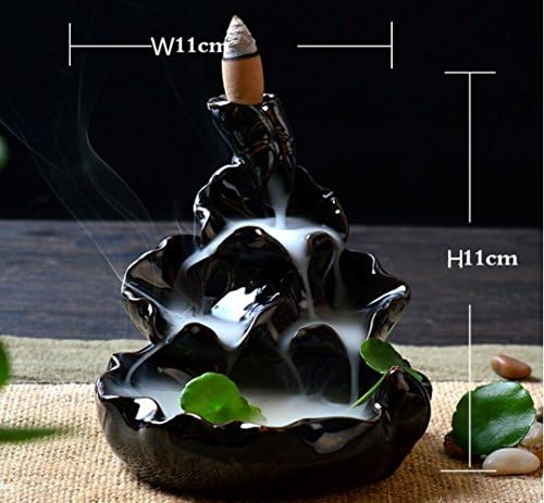 YZGS Ceramic Glaze Incense Smoke Cone Burner Backflow Censer Tower Holder Porcelain Decoration Charcoal Ash Catcher Tray Bowl for Home Ornamental Yoga Bedroom QJYT