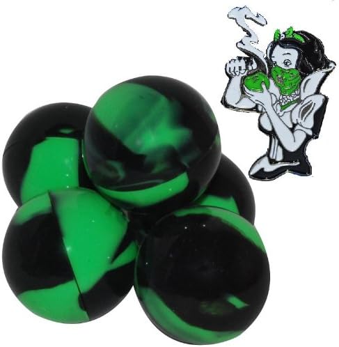 5 Black & Green Snow White Pin Combo Non Stick Silicone Ball BHO Container for Oil Crumble Honey