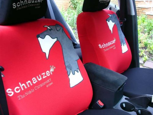schnauzer the dog universal car seat cover - 10pcs full set..red - FREE gift of Non-slip Dash Grip Pad mat