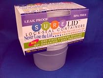 Sure Lid Lock-Seal Plastic Storage Containers * BPA Free, Leakproof, Waterproof Attached Hinged Flip-Top Lid with Lock Tab * 4 Ounce/Half Cup/118mL - 2 Per Pack