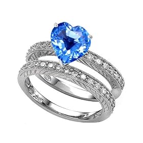 2.70 cttw Sterling Silver 14K White Gold Plated Genuine Heart Shape Blue Topaz... by Finejewelers