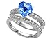2.70 cttw Sterling Silver 14K White Gold Plated Genuine Heart Shape Blue Topaz Wedding Set - Gold Plated Silver