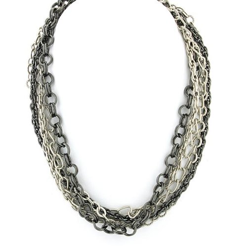 Jet and Silver Multi Chain Necklace