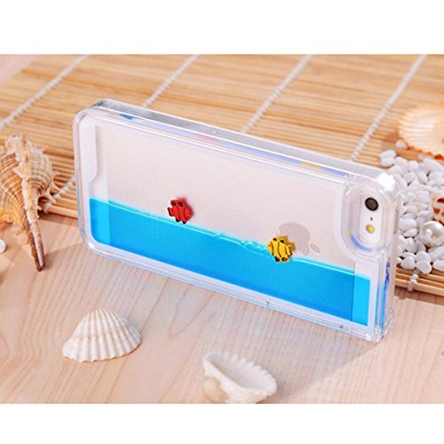 Funny Fashion Fishes Freely Swimming Clear Crystal Case Cover for Iphone 5 5s (blue)