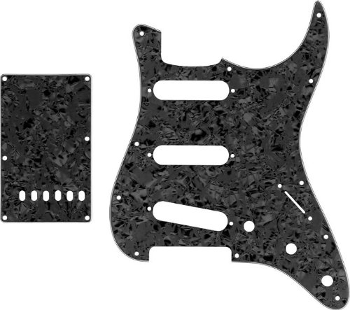 ProLine US Strat Pickguard SSS with Back Plate Black Pearl