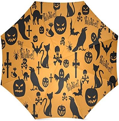 Happy Halloween's Day Gifts Scary Ghosts Pumpkin Custom Folding Portable Outdoor Rain /Sun Umbrella Beach Travel Shade Sunscreen For Women/Men