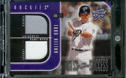 2002 Leaf Rookies & Stars Dress for Success Todd Helton Game Worn Jerseys #ed/250 Colorado Rockies Baseball Card - Mint Condition - In Protective Screwdown Case!
