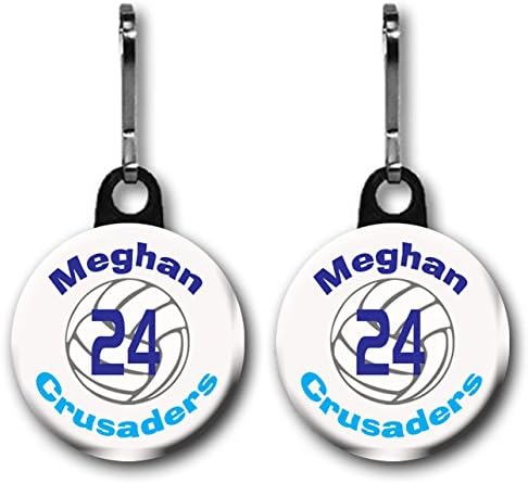 Personalized Volleyball 2-Pack 1 inch Zipper Pull Charms