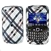 New Navy Blue Brown Cross Checker Plaid Blackberry 8520 Curve Snap on Cell Phone Case