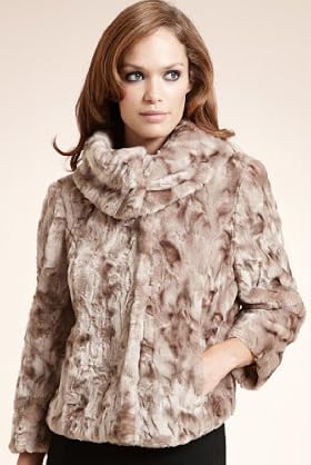 Autograph Faux Fur Large Collar Short Coat