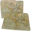 Maps of the World set of 12 Cavallini manila file folders