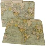 Maps of the World set of 12 Cavallini manila file folders