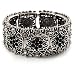 Victorian Filigree Floral Cuff Bangle (Burn Silver Tone)