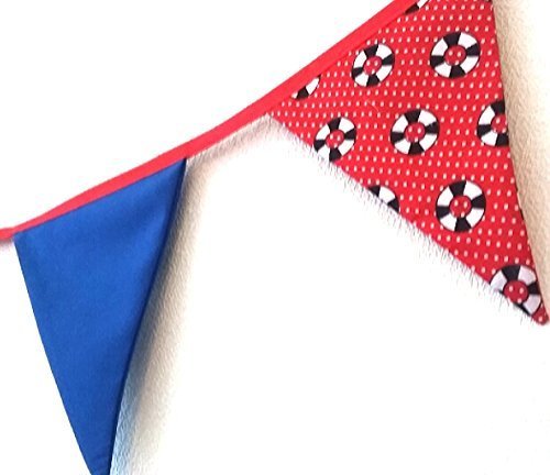 2 meter 9 flags handmade lined luxury fabric bunting in a beautiful nautical theme, can be personalized.
