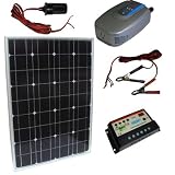HQRP KIT (50W 12V Monocrystalline Solar Panel, 10A Solar Charge Controller / Regulator, 200W Power DC / AC Inverter, Cigarette Lighter (Female) and Red & Black Clamps)