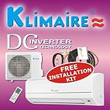 Klimaire 12000btuh 16 SEER inverter mini split ductless a/c air conditioner and heat pump 220V / 60Hz with free installation kit