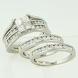511lSWJEIwL. SL160  14k White Gold Round Diamond Ladies Bridal Ring Engagement Matching Band Set 1/2 CT (0.50 cttw, H I Color, I1 I2 Clarity)