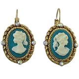 Victorian Cameo Oval Earrings Turquoise