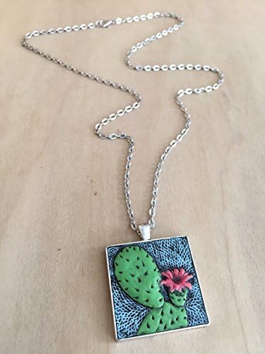 Tooled Leather Prickly Pear Pendant Necklace