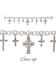 Sterling silver cross charm bracelet