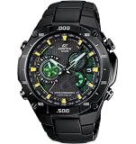 Casio Mens Edifice Black Label Solar - Black Stainless - Yellow & Green Accents