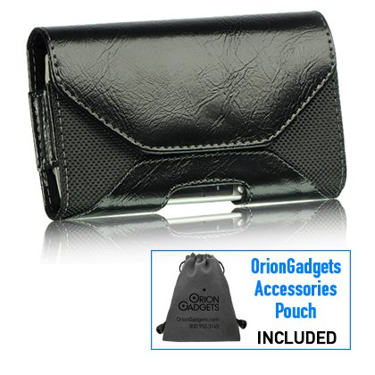 Horizontal Dream Leather Executive Pouch Case for BlackBerry Bold 9900 (Black) (Includes OrionGadgets Accessories Pouch)