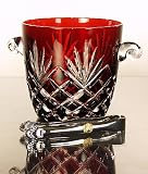 Faberge Odessa Red Crystal Ice Bucket with Silver Tongs