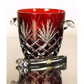 Faberge Odessa Red Crystal Ice Bucket with Silver Tongs by FABERGE
