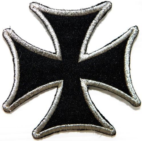 Sliver Cross Hog Rider Biker Jacket T-Shirt Embroidered Sew Iron on Patch,Size 3.25 inch X 3.25 inch