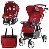 Peg Perego Vela Easy Drive Stroller - Geranium Red Travel System