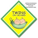 TWINS ON BOARD Car Safety Sign Green Pea Pod, Baby on Board, FREE UK Postage / Maternity Pregnancy
