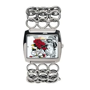 Ed Hardy Women's Lynx White Geisha Stainless Steel 316L Watch #LY-WG