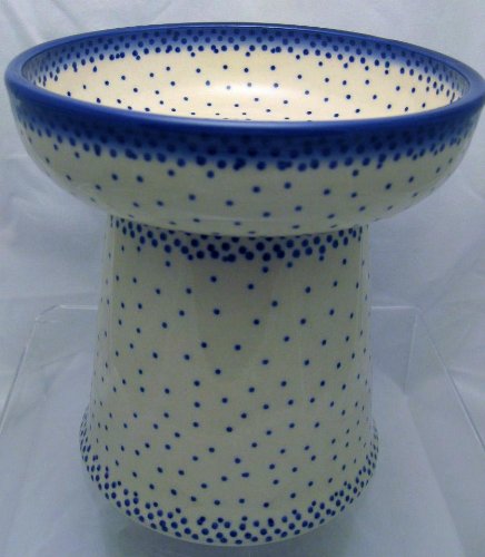 Polish Pottery Raised Food Dish or Water Bowl - Misty Blue