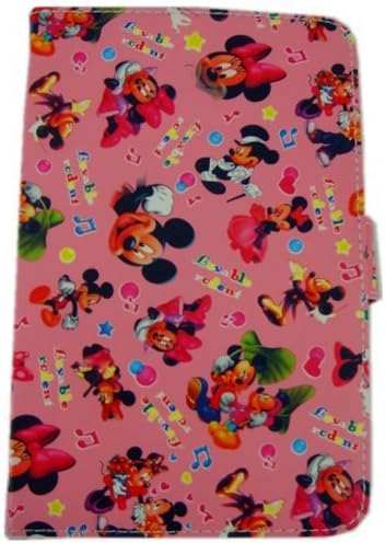 APEN 7inch Mickey Mouse Faux Leather Tablet Carrying Case with Stand- Pink