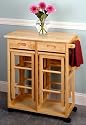 Breakfast Bar Cart Set with Drop-Leaf Table and 2 Stools
