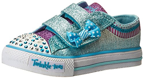 Skechers Kids Shuffles Bow Buddies Light-Up Sneaker (Toddler/Little Kid),Turquoise/Lavender,10 M US Toddler