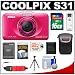 Nikon Coolpix S31 Shock & Waterproof Digital Camera (Pink) with 16GB Card + Battery + Case + Float Strap + Flex Tripod + Accessory Kit