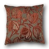 Floral Jacquard Chenille 18 Square Pillow - Red