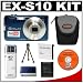 Casio Exilim EX-S10 (Blue) Digital Camera with NP-60 Battery + Case + Cameta Bonus Accessory Kit
