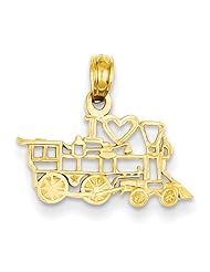 14K Yellow Gold I Love Train Pendant