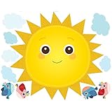 Wallies Peel & Stick Vinyl Wall Decals, Baby Sunshine Wall Stickers, Includes 1 Sun, 16 Clouds, And 