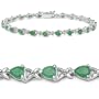 4.35 Carat Genuine Emerald Pears Eternity Silver Bracelet