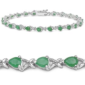 Buy 4.35 Carat Genuine Emerald Pears Eternity Silver Bracelet by JewelzDirect