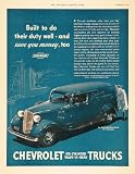 1935 Ad Chevrolet Trucks De Luxe Half-Ton Panel Detroit - Original Print Ad
