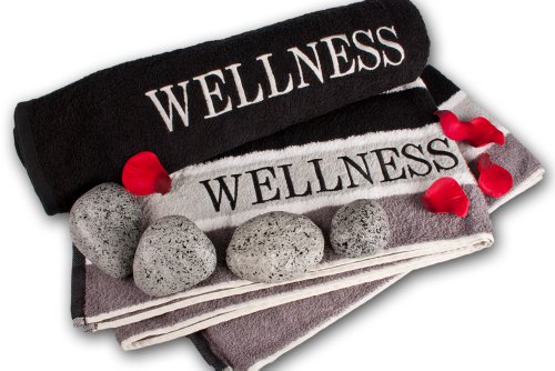 Saunatuch Wellnesstuch Badetuch Streifen Schwarz Frottee 80x200 cm (1-9-1)