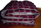 MARRIKAS Micro Fiber Covered REVERSIBLE BURGUNDY PLAID QUEEN DOWN Comforter