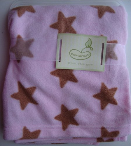 Beansprout Pink with Brown Stars Baby Girls Blanket product image