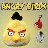 Angry Birds-Angry Birds 5 Inch DELUXE Plush Yellow Bird with Free backpack clip angry bird & storage bag