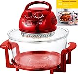 Designer Habitat 12 Litre Premium 1400w Red Halogen Oven Cooker complete with Extender Ring (to 17 Litre), Lid Holder, Steamer, Frying Pan, Skewers, Low Rack, High Rack, Glove plus FREE 200 page ALL COLOUR Recipe book by Hamlyn RRP �4.99