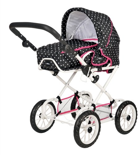 Brio - 24890321 - Accessoire pour Poupée - Poussette Combi - Noire à Pois / Blanc